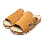 Papuci piele barbati Tellus 30-01, Maro - imagine 3