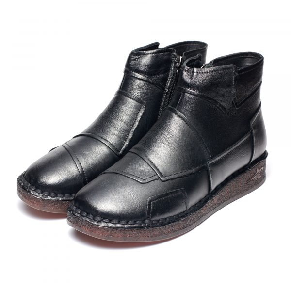 Ghete piele dama W043234, Negru - imagine 2