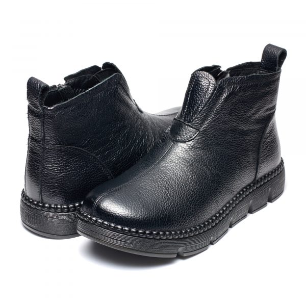 Ghete piele dama W043256, Negru - imagine 3