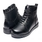 Ghete piele dama W043224, Negru - imagine 3