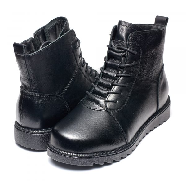 Ghete piele dama W043224, Negru - imagine 3