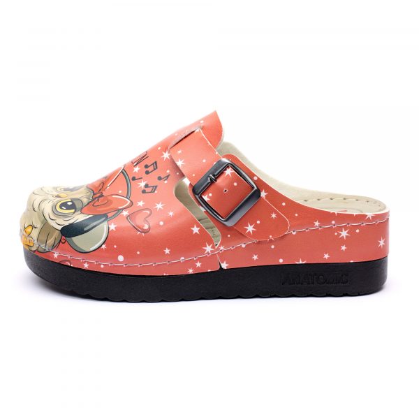 Saboti medicali dama 154726, Bufniţe roșu - imagine 4