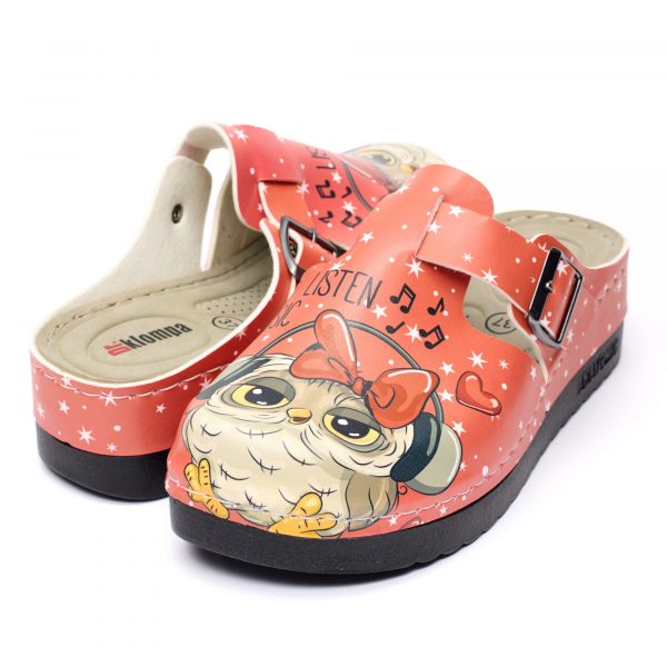 Saboti medicali dama 154726, Bufniţe roșu - imagine 3