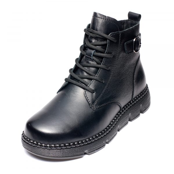 Ghete piele dama W043248, Negru - imagine 4