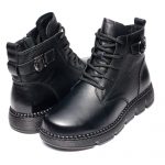 Ghete piele dama W043248, Negru - imagine 3