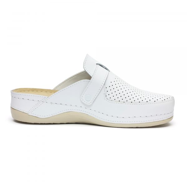 Saboti medicali piele dama "Tellus" 25-061, Alb - imagine 5