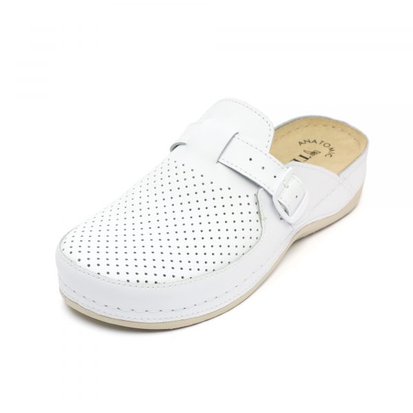 Saboti medicali piele dama "Tellus" 25-061, Alb - imagine 6