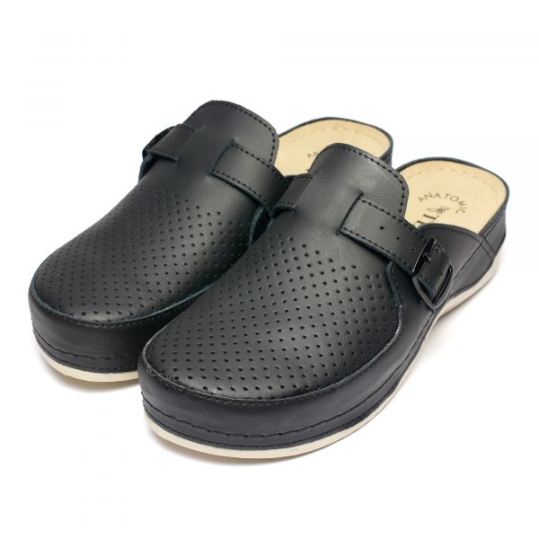 Saboti medicali piele dama "Tellus" 25-061, Negru - imagine 3