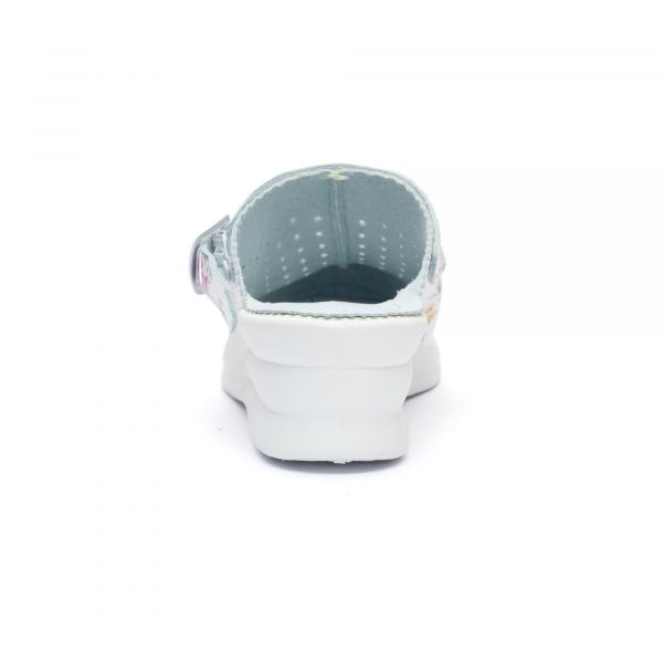 Saboti medicali piele “Tellus” 50-08/02, Alb cu flori - imagine 8