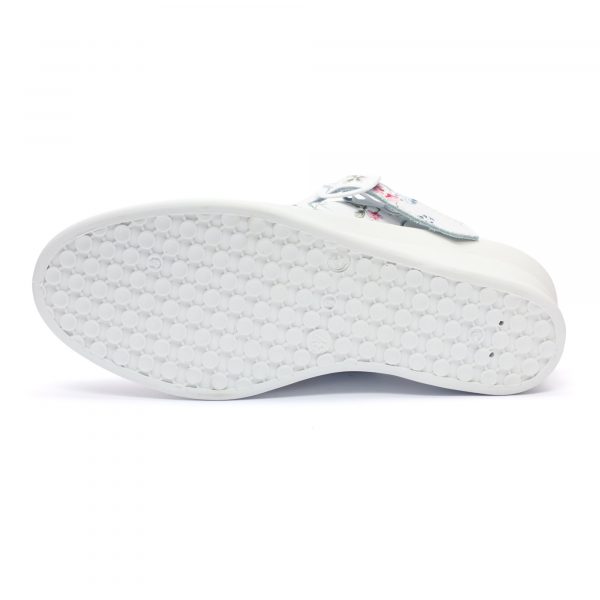 Saboti medicali piele “Tellus” 50-08/02, Alb cu flori - imagine 9