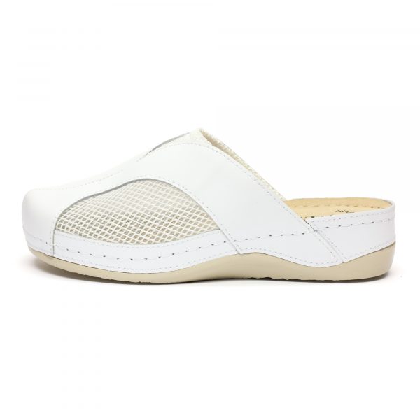 Saboti medicali piele dama "Tellus" 25-062, Alb - imagine 4