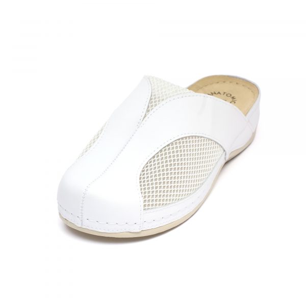 Saboti medicali piele dama "Tellus" 25-062, Alb - imagine 5