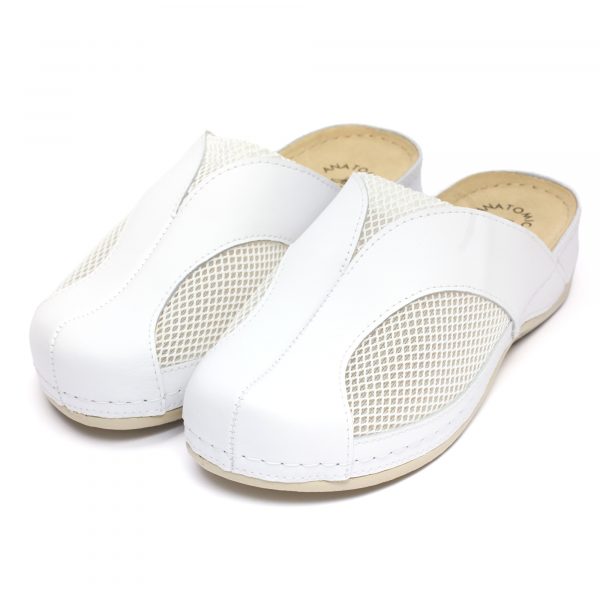 Saboti medicali piele dama "Tellus" 25-062, Alb - imagine 2