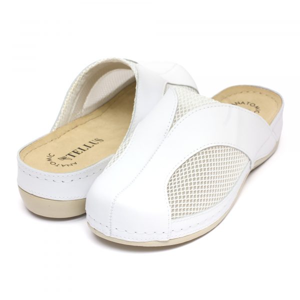 Saboti medicali piele dama "Tellus" 25-062, Alb - imagine 3