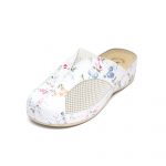 Saboti medicali piele dama "Tellus" 25-062, Alb cu flori - imagine 5