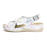 Sandale piele Tellus 25-060, Alb cu flori - imagine 4