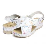 Sandale piele Tellus 25-060, Alb cu flori - imagine 2