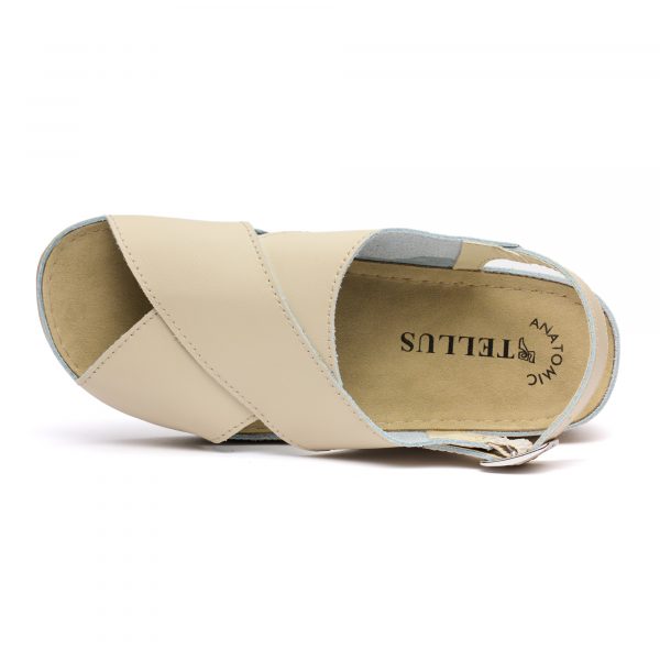 Sandale piele Tellus 25-060, Bej - imagine 7