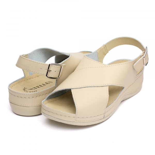 Sandale piele Tellus 25-060, Bej - imagine 2