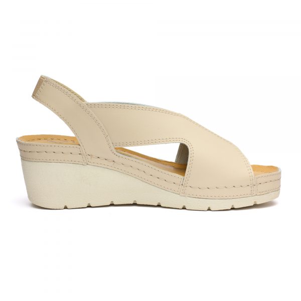 Sandale piele dama "Tellus" 27-04, Bej - imagine 5