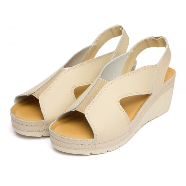 Sandale piele dama "Tellus" 27-04, Bej - imagine 3