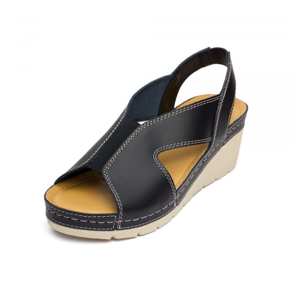 Sandale piele dama "Tellus" 27-04, Negru - imagine 6