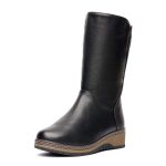 Cizme inblaniti dama W043171, Negru - imagine 4