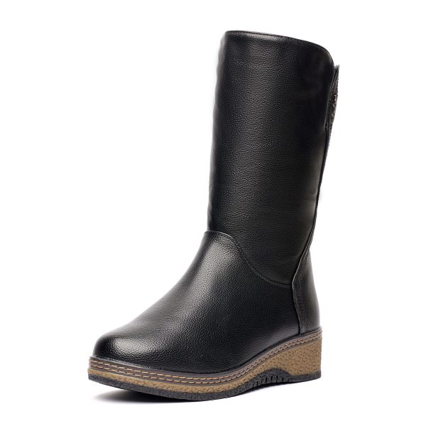 Cizme inblaniti dama W043171, Negru - imagine 4