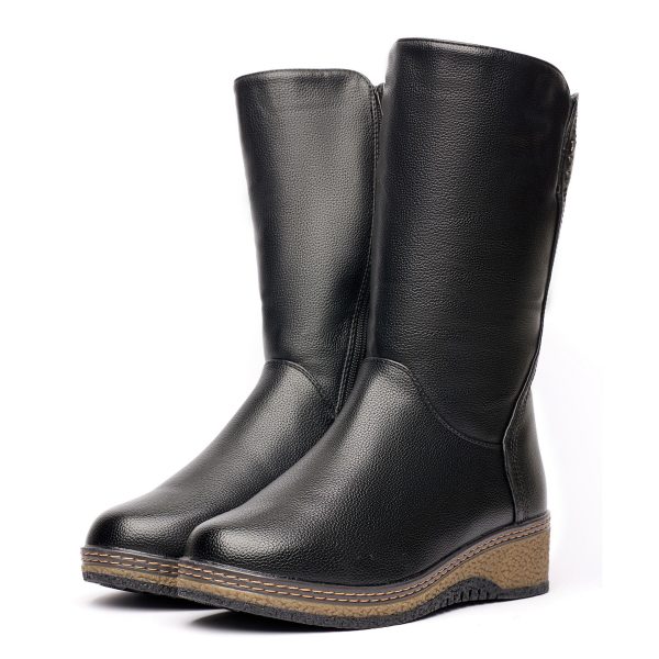 Cizme inblaniti dama W043171, Negru - imagine 2