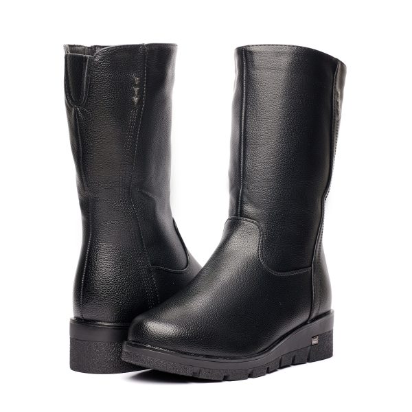 Cizme inblaniti dama W043170, Negru - imagine 3