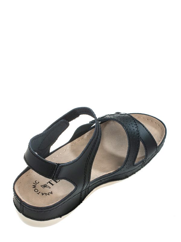 Sandale piele dama "Tellus" 25-07, Negru - imagine 6