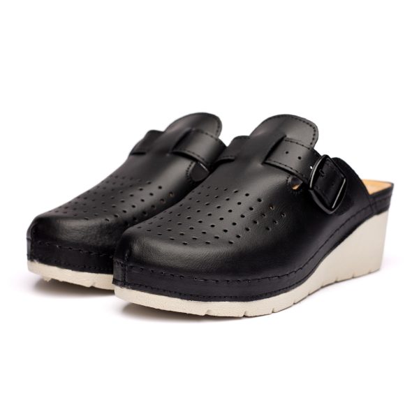 Saboti medicali piele dama Tellus 27-09, Negru - imagine 2