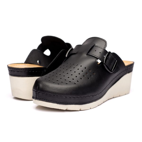 Saboti medicali piele dama Tellus 27-09, Negru - imagine 3