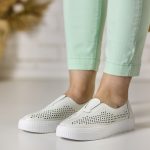 Pantofi piele dama JS705-4, Alb