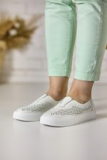 Pantofi piele dama JS705-4, Alb