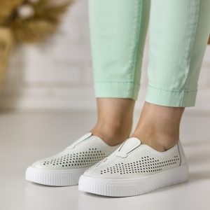 Pantofi piele dama JS705-4, Alb