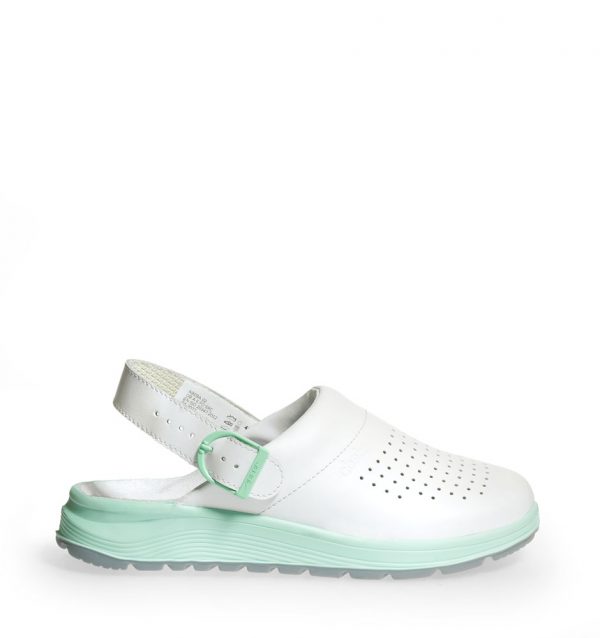 eng_pl_Occupational-Clogs-ACTIVE-080-Abeba-White-OB-1138_11 Saboti medicali Abeba din piele 85080, Alb cu verde - imagine 2