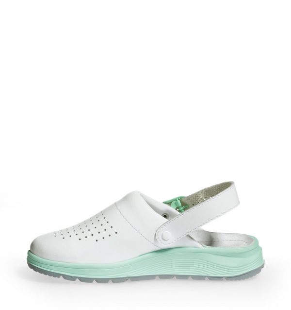 eng_pl_Occupational-Clogs-ACTIVE-080-Abeba-White-OB-1138_12 Saboti medicali Abeba din piele 85080, Alb cu verde - imagine 3