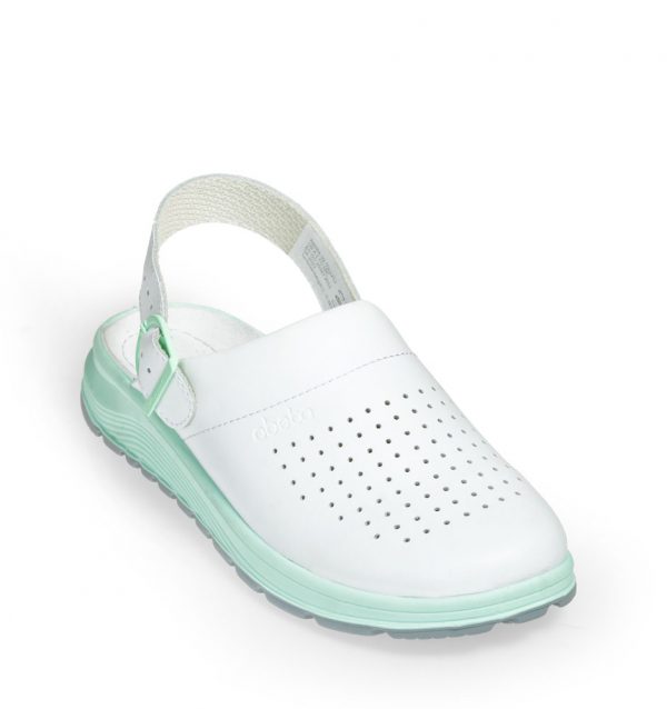 eng_pl_Occupational-Clogs-ACTIVE-080-Abeba-White-OB-1138_15 Saboti medicali Abeba din piele 85080, Alb cu verde - imagine 4