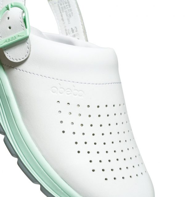 eng_pl_Occupational-Clogs-ACTIVE-080-Abeba-White-OB-1138_16 Saboti medicali Abeba din piele 85080, Alb cu verde - imagine 6
